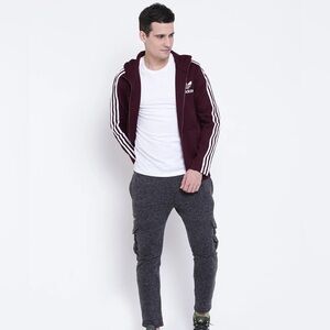 ADIDAS ESSENTIALS FRENCH TERRY 3-STRIPES FULL-ZIP HOODIE Men’s Medium